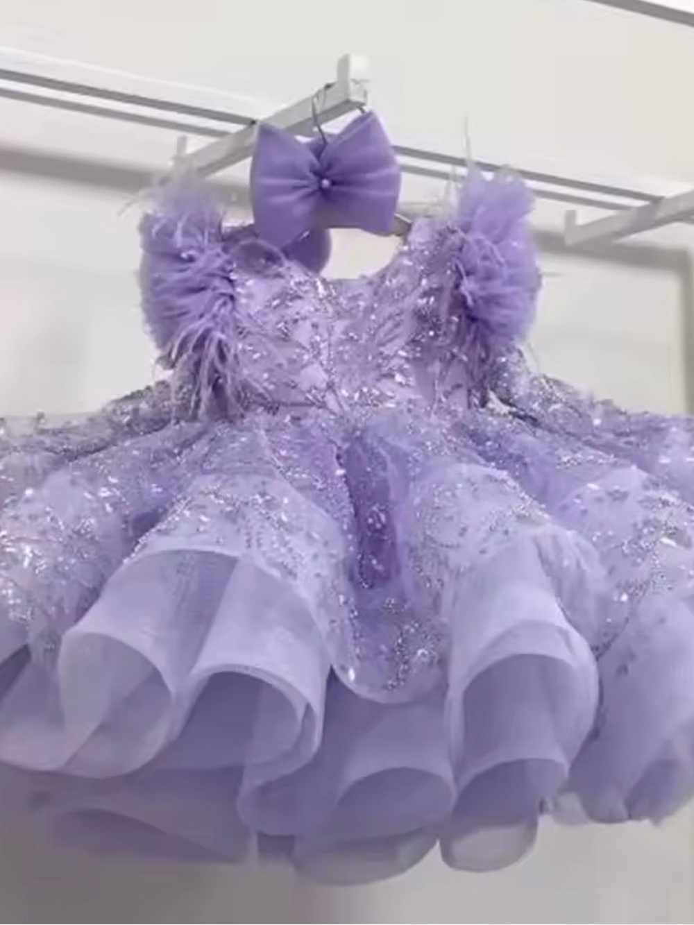 Lavender Tulle Party/Flower girl Dress with Bow